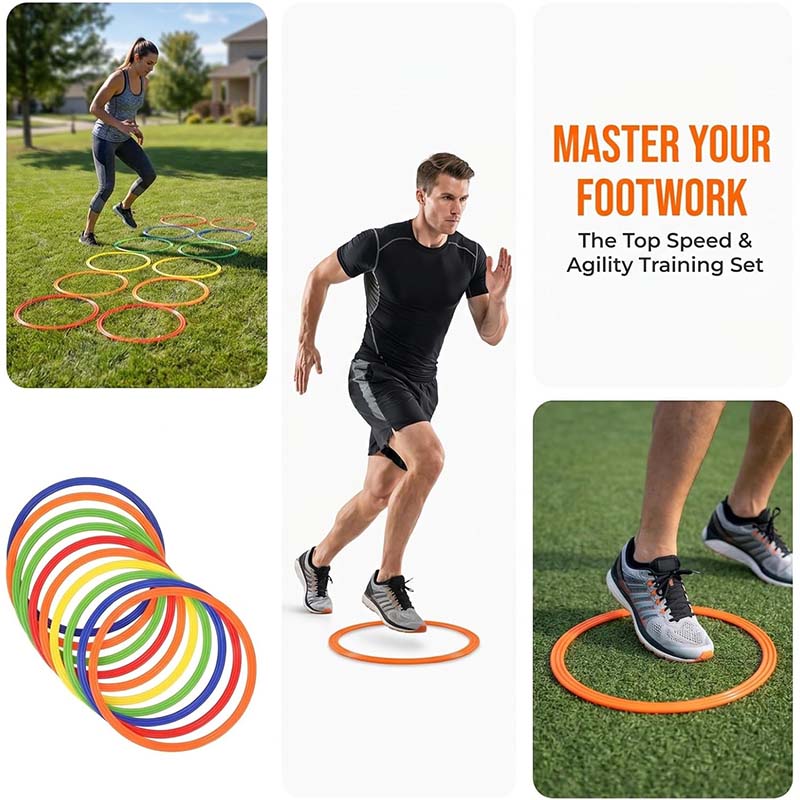 3 Pcs Agility Rings Speed Training Hoops For Football Soccer Basketball Handball Netball Footwork Quickness Balance Coordination Fitness Sports Drills School Team Practice Outdoor Indoor Exercise Kit