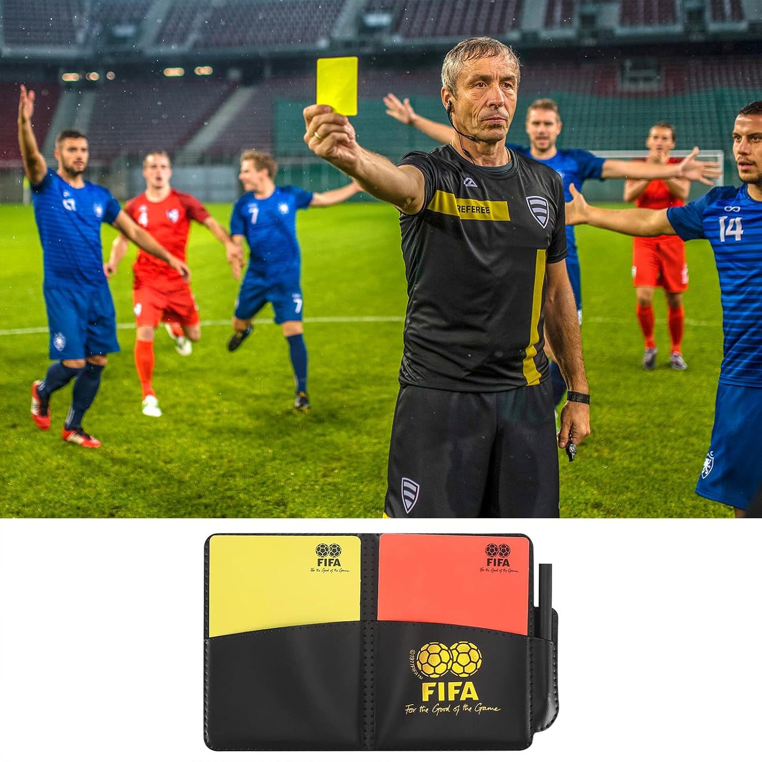 2 Packs Football Referee Whistle Red Yellow Cards Set With Lanyard Card Holder Professional Soccer Match Officiating Kit Coaches Schools Training Sports Game Referee Accessories Football Equipment Set