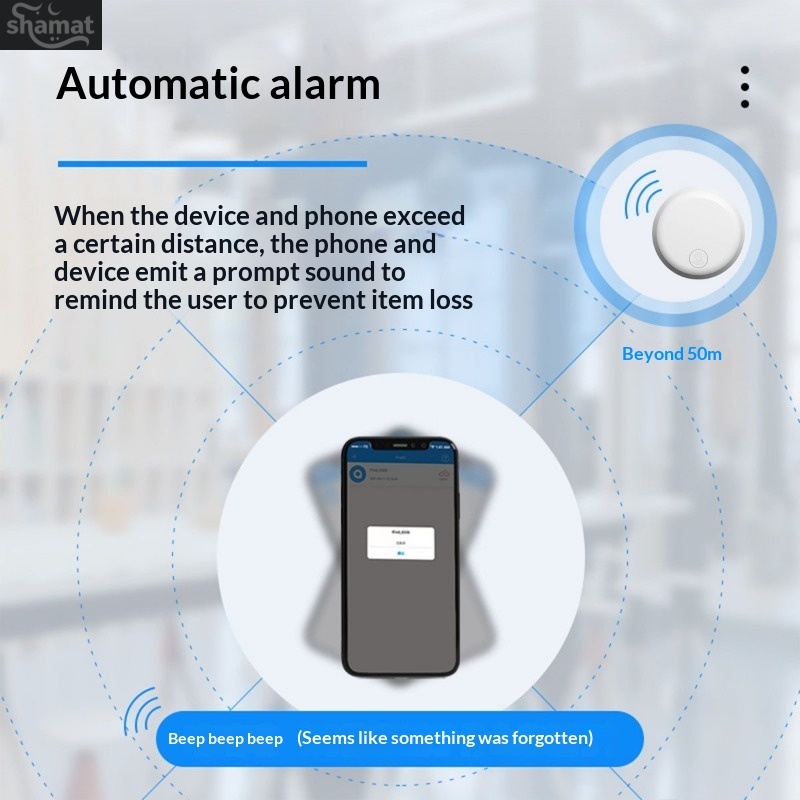 Round Bluetooth Anti-lost Tracker, Two-way Alarm & One-click Finder, Long Standby Item Locator for Keys, Bags & Pets