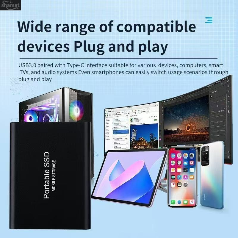 【Large capacity 128TB】High Speed Portable Mobile SSD, USB 3.1 Type-C Interface, External Solid State Drive for Phone & Laptop
