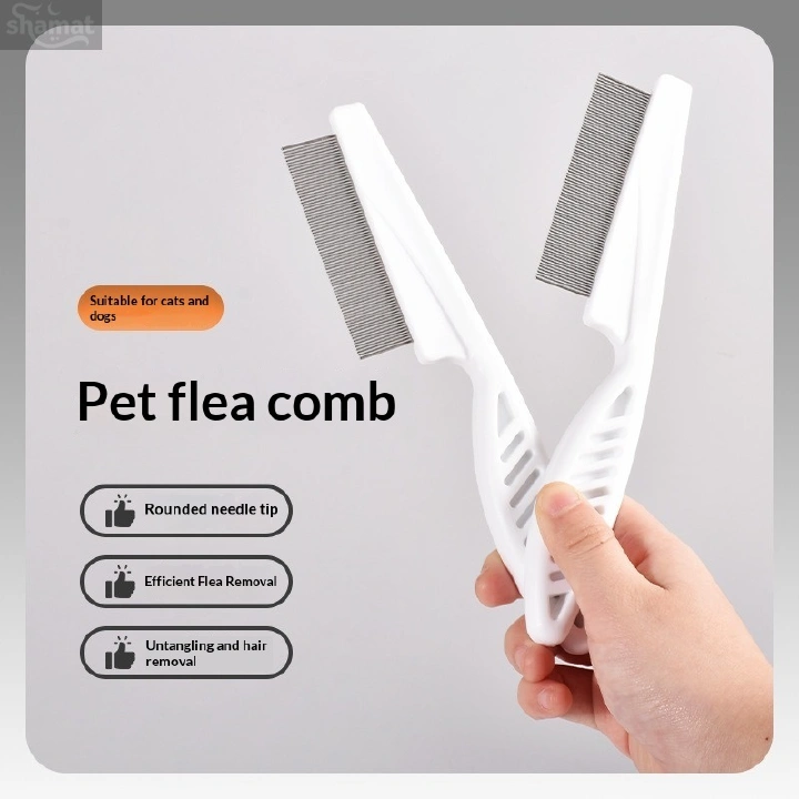 Pet Dense Pin Flea Comb, Universal Cat Dog Loose Fur Detangling Comb, Rounded Tip Lice Egg Remover Pet Grooming Comb