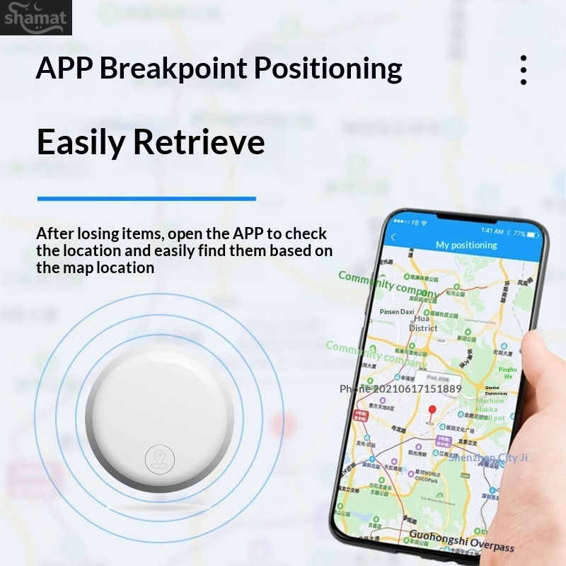 Round Bluetooth Anti-lost Tracker, Two-way Alarm & One-click Finder, Long Standby Item Locator for Keys, Bags & Pets