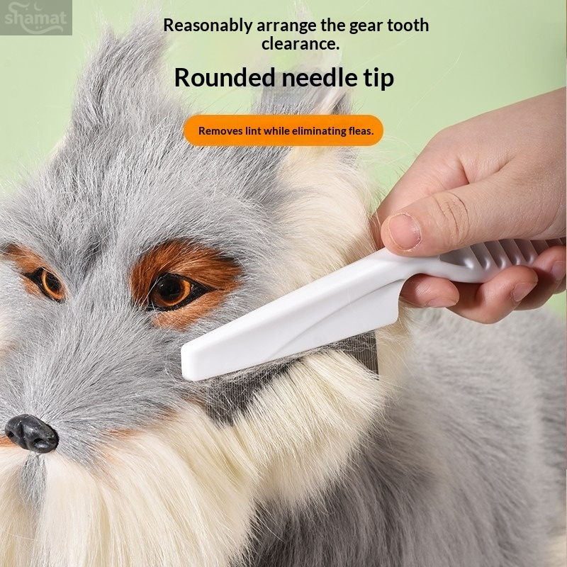 Pet Dense Pin Flea Comb, Universal Cat Dog Loose Fur Detangling Comb, Rounded Tip Lice Egg Remover Pet Grooming Comb