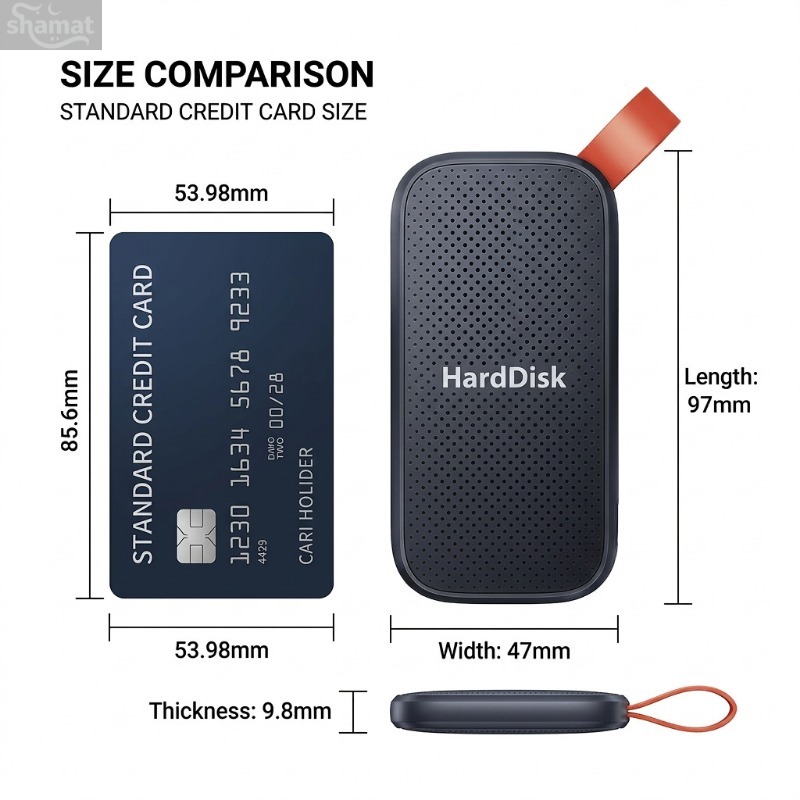 128TB Portable External Hard Drive, High Capacity USB Storage for Laptop PC, Honeycomb Cooling Design with Lanyard, Mobile External HDD for Backup & Data Storage
