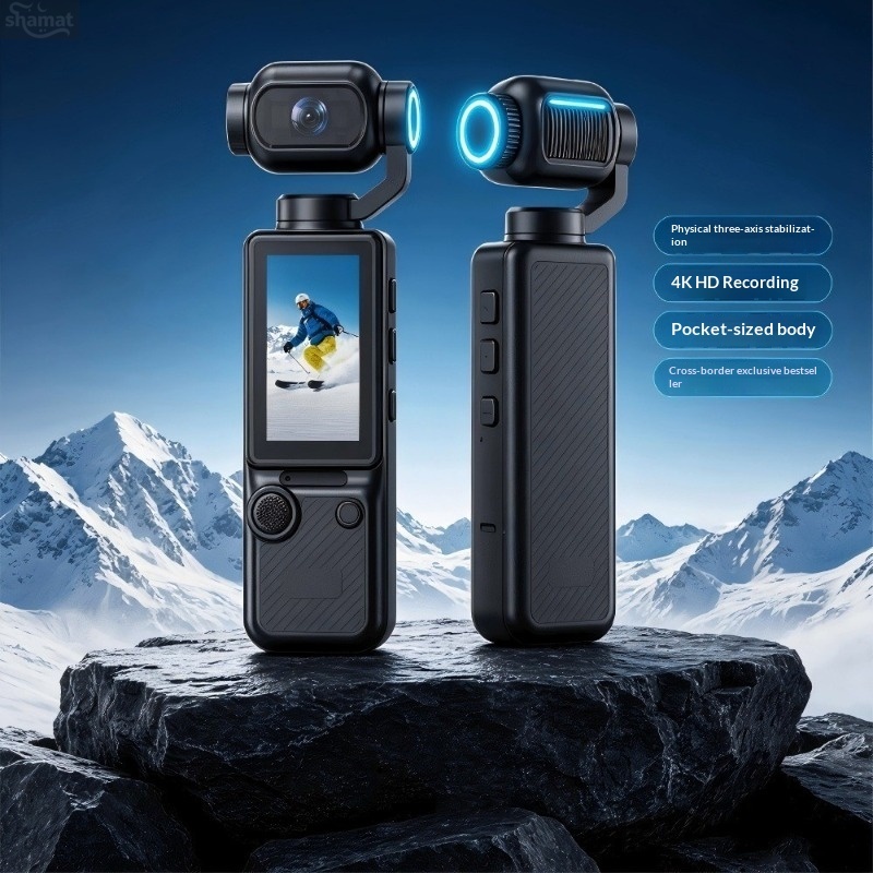 Pocket 3-Axis Gimbal Camera, 4K HD Physical Stabilization, Handheld Vlog Sports Cam