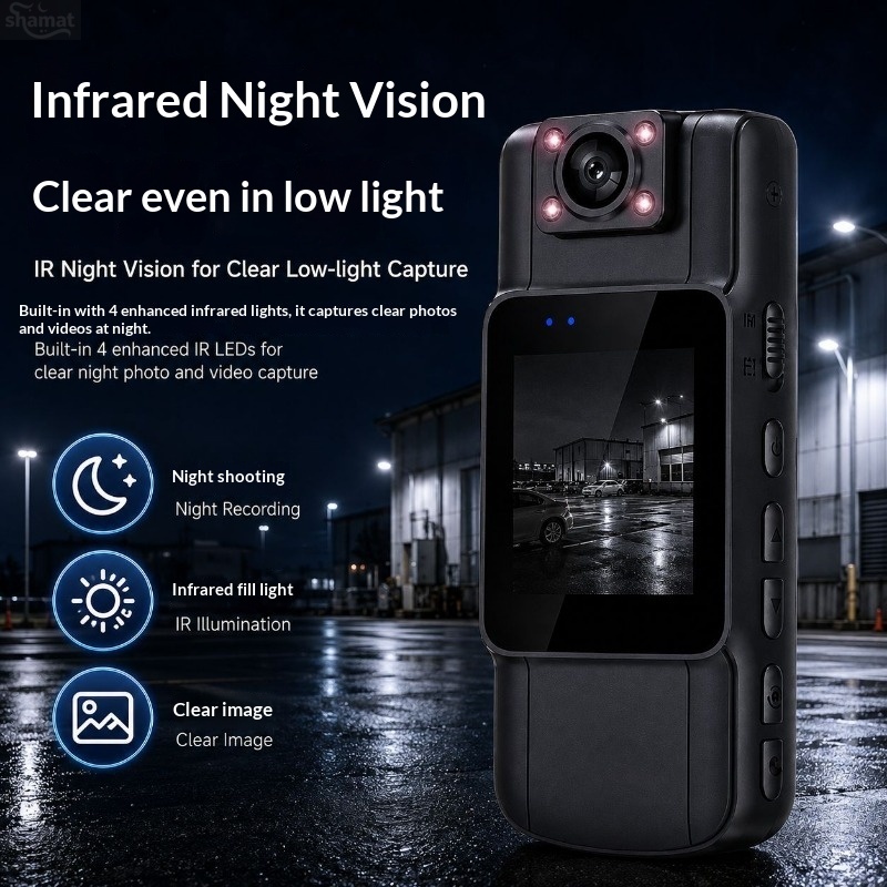 4K HD Body Camera, 180° Rotatable Lens, WiFi IR Night Vision, Clip-on Video Recorder