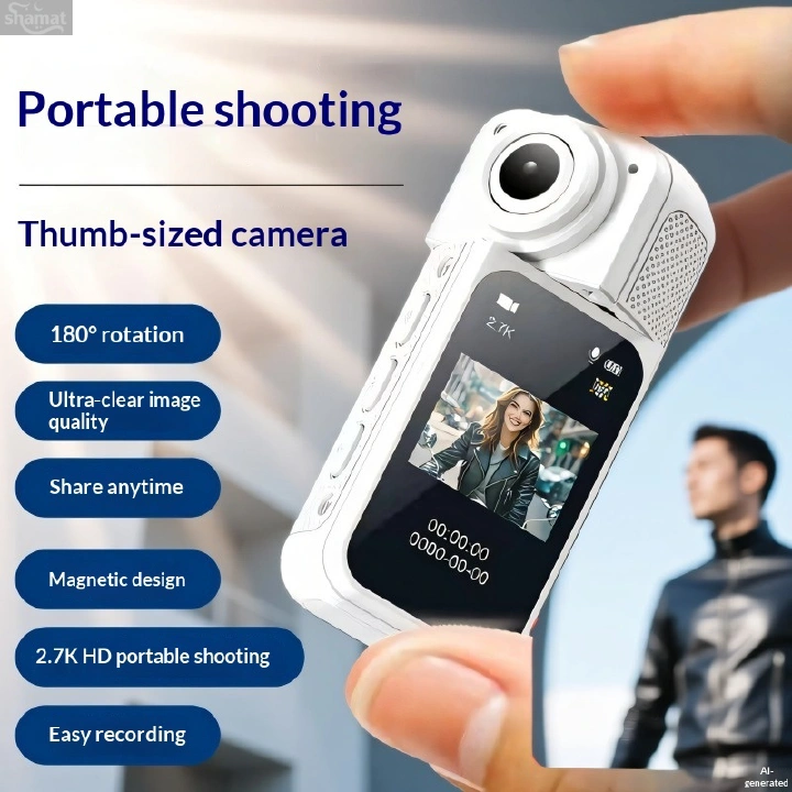 180° Rotatable Thumb Camera, 2.7K HD Magnetic, Portable Vlog Recorder