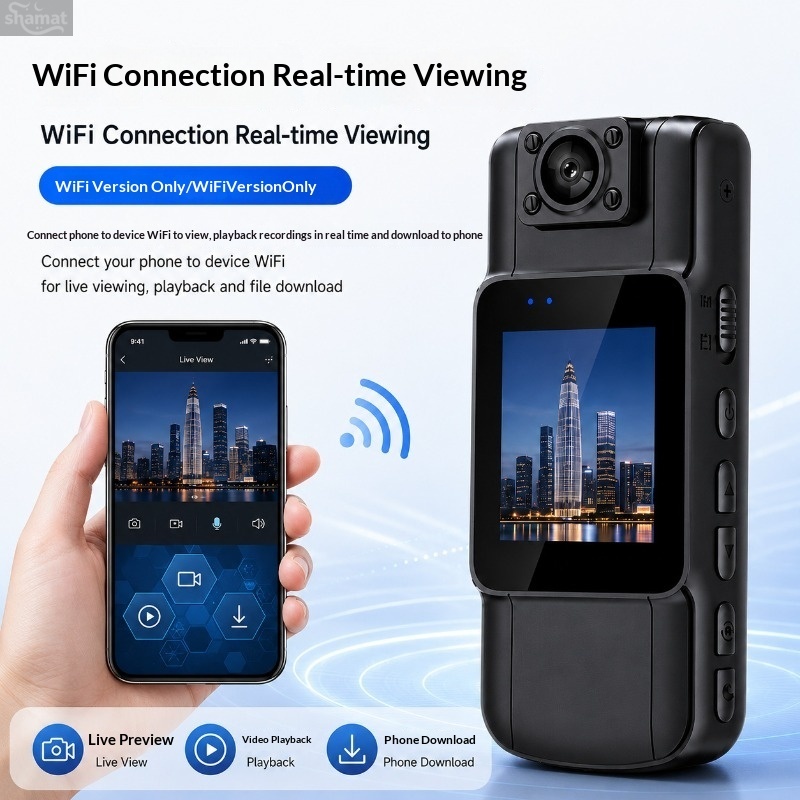 4K HD Body Camera, 180° Rotatable Lens, WiFi IR Night Vision, Clip-on Video Recorder