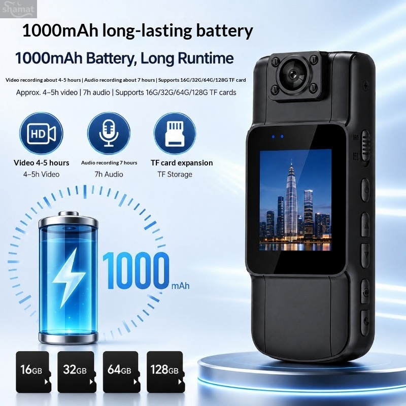 4K HD Body Camera, 180° Rotatable Lens, WiFi IR Night Vision, Clip-on Video Recorder