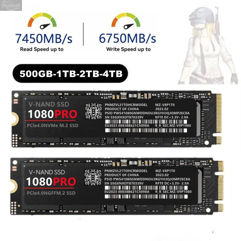 【4TB large capacity】1080PRO PCIe4.0 NVMe SSD, M.2 High-speed Solid State Drive for Desktop & Laptop