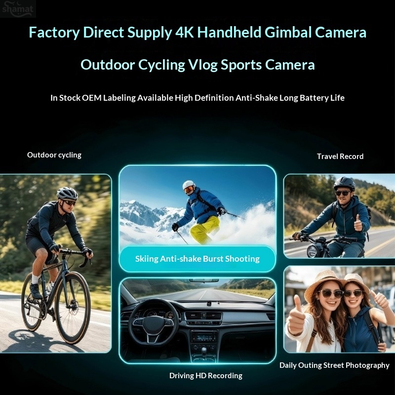 Pocket 3-Axis Gimbal Camera, 4K HD Physical Stabilization, Handheld Vlog Sports Cam