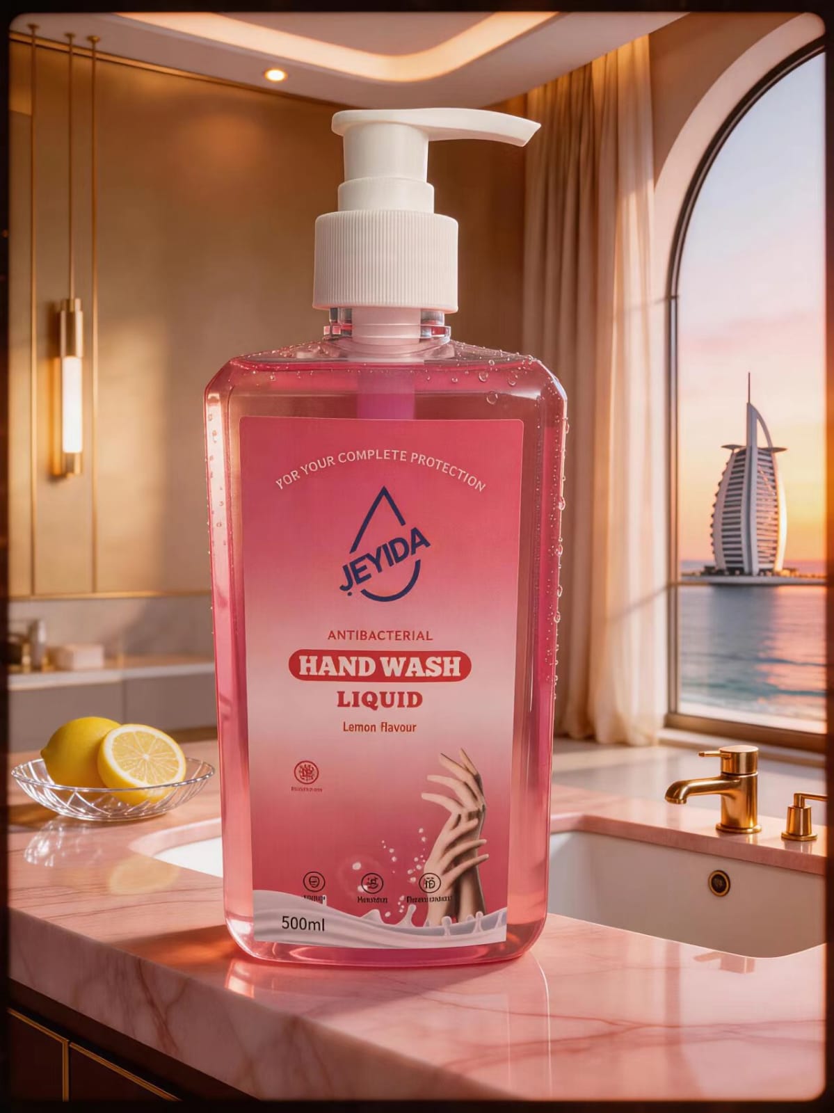 Antibacterial Liquid Hand Wash 500ml – Lemon Fragrance Moisturizing Hand Soap Pump Bottle