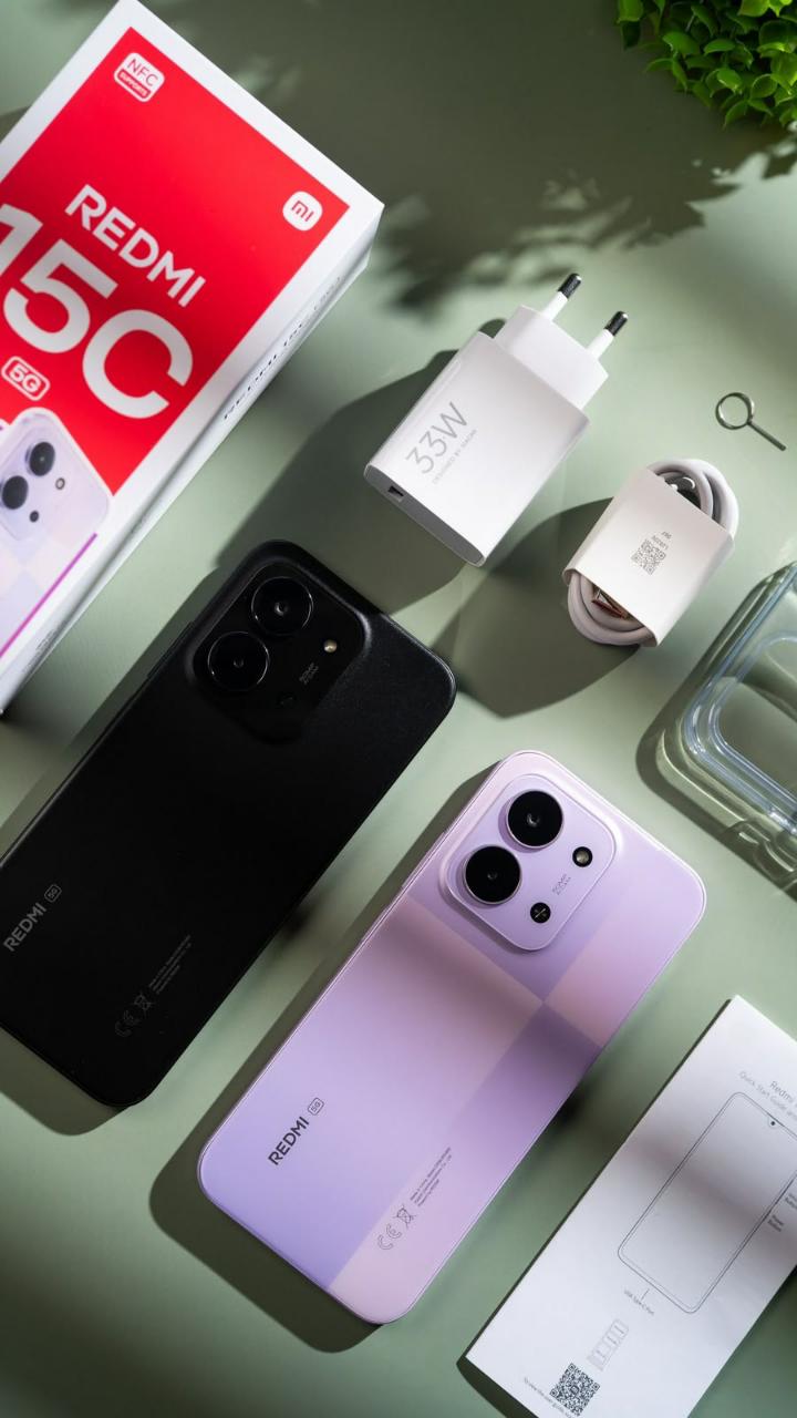 Redmi 15c ,256 gb ,(8+8) ram , expandable ram to 16gb ram ,5500msh battery capacity, 50mp camera front camera,32gb front camera,4g network,6.7 inch screen display type C charger system dual sim suppor
