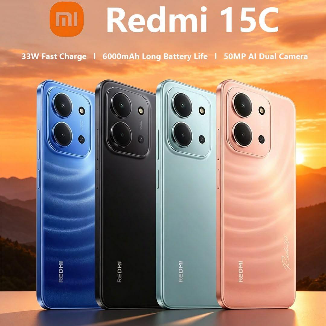 Redmi 15c ,256 gb ,(8+8) ram , expandable ram to 16gb ram ,5500msh battery capacity, 50mp camera front camera,32gb front camera,4g network,6.7 inch screen display type C charger system dual sim suppor