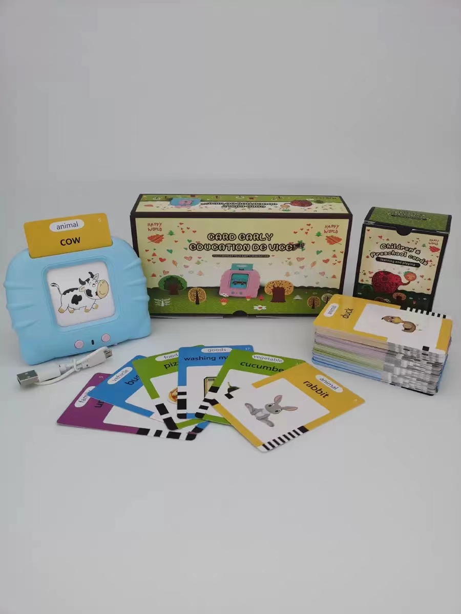 Flash Card Reader Word Learning Toy – 112 Cards (224 Words) Educational Talking Device for Kids Early Language Development