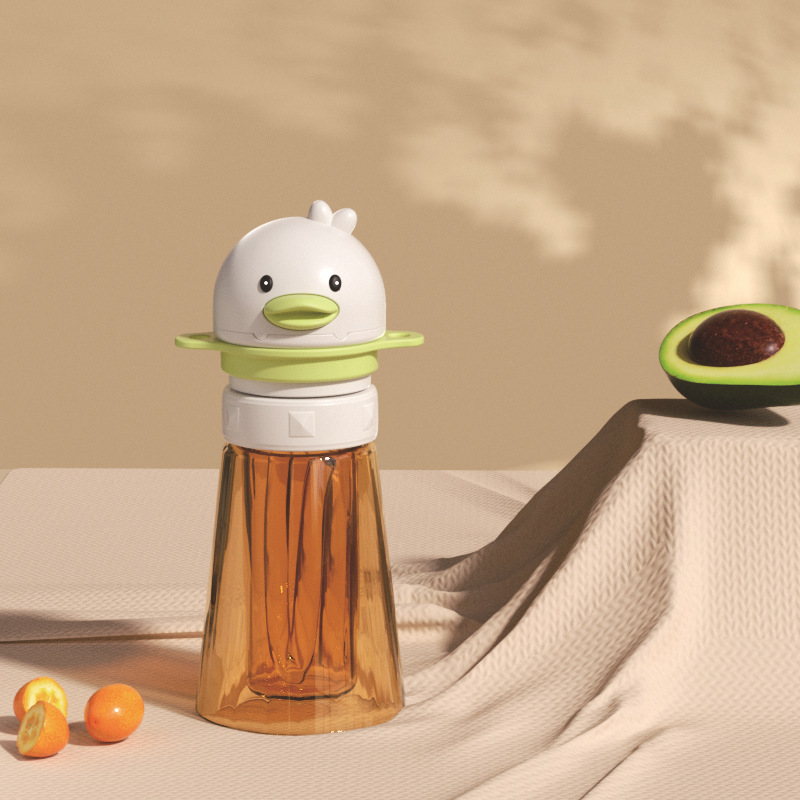 Baby Portable Water Bottle Straw Converter Lid Cartoon Duck Sippy Cap, Leakproof Flip Dust Cover, Detachable Easy Clean Silicone Straw, Fits Most Mineral Water & Juice Bottles, Kids Travel Feeding Acc