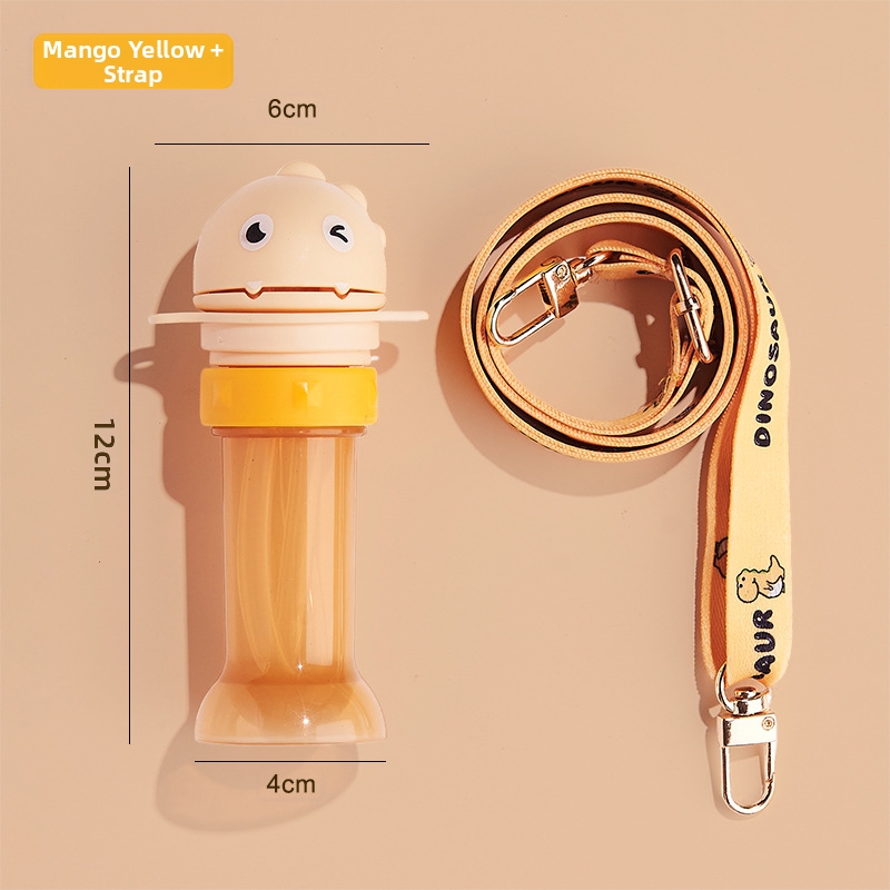 Baby Portable Water Bottle Straw Converter Lid Cartoon Duck Sippy Cap, Leakproof Flip Dust Cover, Detachable Easy Clean Silicone Straw, Fits Most Mineral Water & Juice Bottles, Kids Travel Feeding Acc