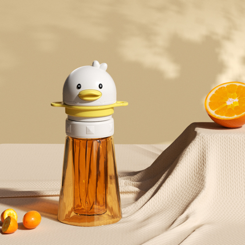 Baby Portable Water Bottle Straw Converter Lid Cartoon Duck Sippy Cap, Leakproof Flip Dust Cover, Detachable Easy Clean Silicone Straw, Fits Most Mineral Water & Juice Bottles, Kids Travel Feeding Acc