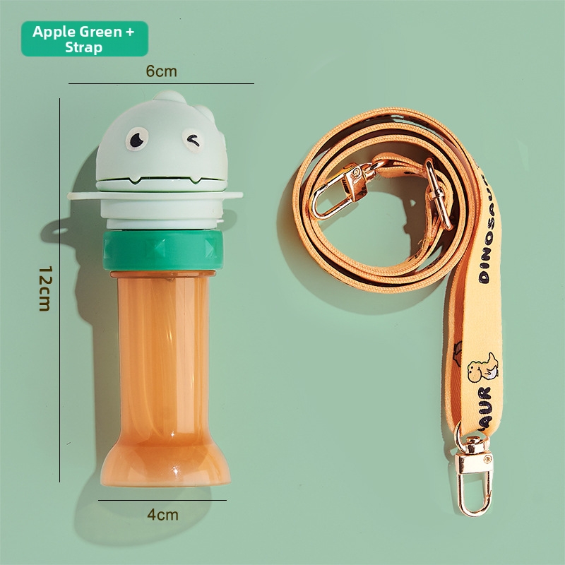 Baby Portable Water Bottle Straw Converter Lid Cartoon Duck Sippy Cap, Leakproof Flip Dust Cover, Detachable Easy Clean Silicone Straw, Fits Most Mineral Water & Juice Bottles, Kids Travel Feeding Acc