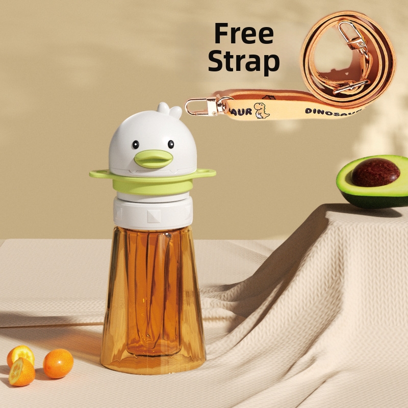 Baby Portable Water Bottle Straw Converter Lid Cartoon Duck Sippy Cap, Leakproof Flip Dust Cover, Detachable Easy Clean Silicone Straw, Fits Most Mineral Water & Juice Bottles, Kids Travel Feeding Acc