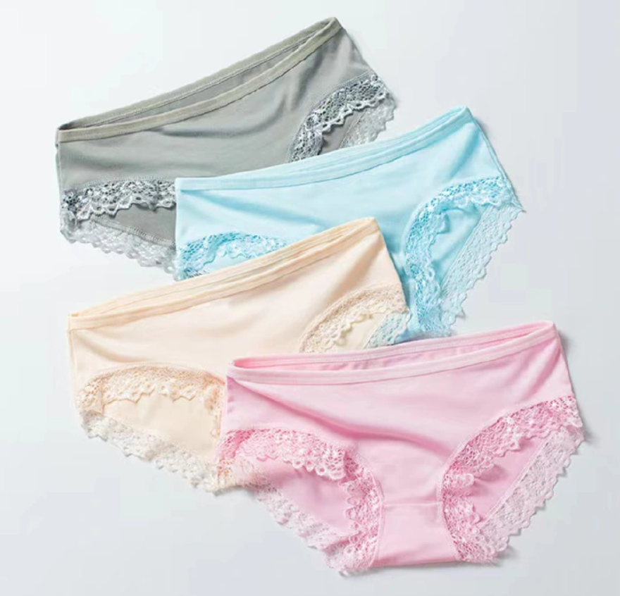 1/2/4/6PCS quality Breathable Women's Underwear Soft Lightweight And Dry Women's Clothing Solid Color Women's Lace Lingerie New Milk Silk Panties Woman Clothes ladies panties