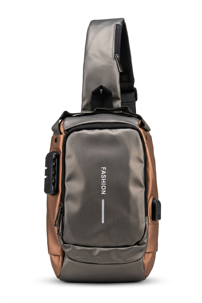 Men's Anti-Theft Crossbody Sling Bag – Water-Resistant Chest Shoulder Backpack with USB Charging Port & Combination Lock