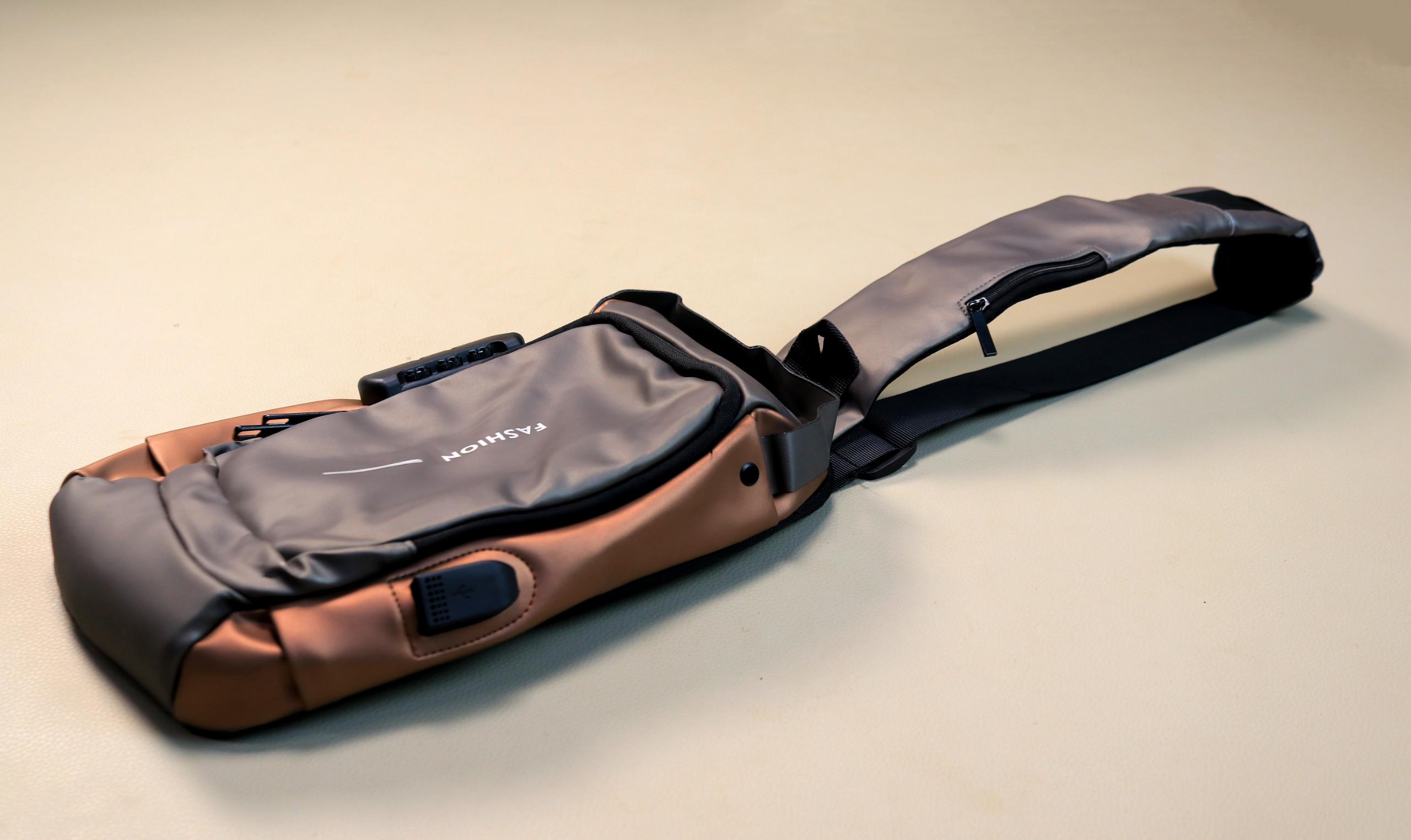 Men's Anti-Theft Crossbody Sling Bag – Water-Resistant Chest Shoulder Backpack with USB Charging Port & Combination Lock