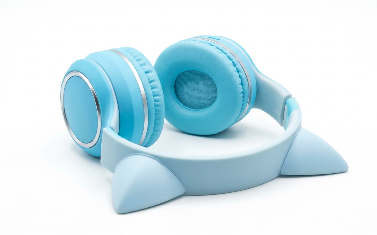 HZ-BT612 Cute LED Light-Up Cat Ear Bluetooth Headset – Long Battery Life, Soft Leather Earmuffs, TF Card & 3.5mm AUX