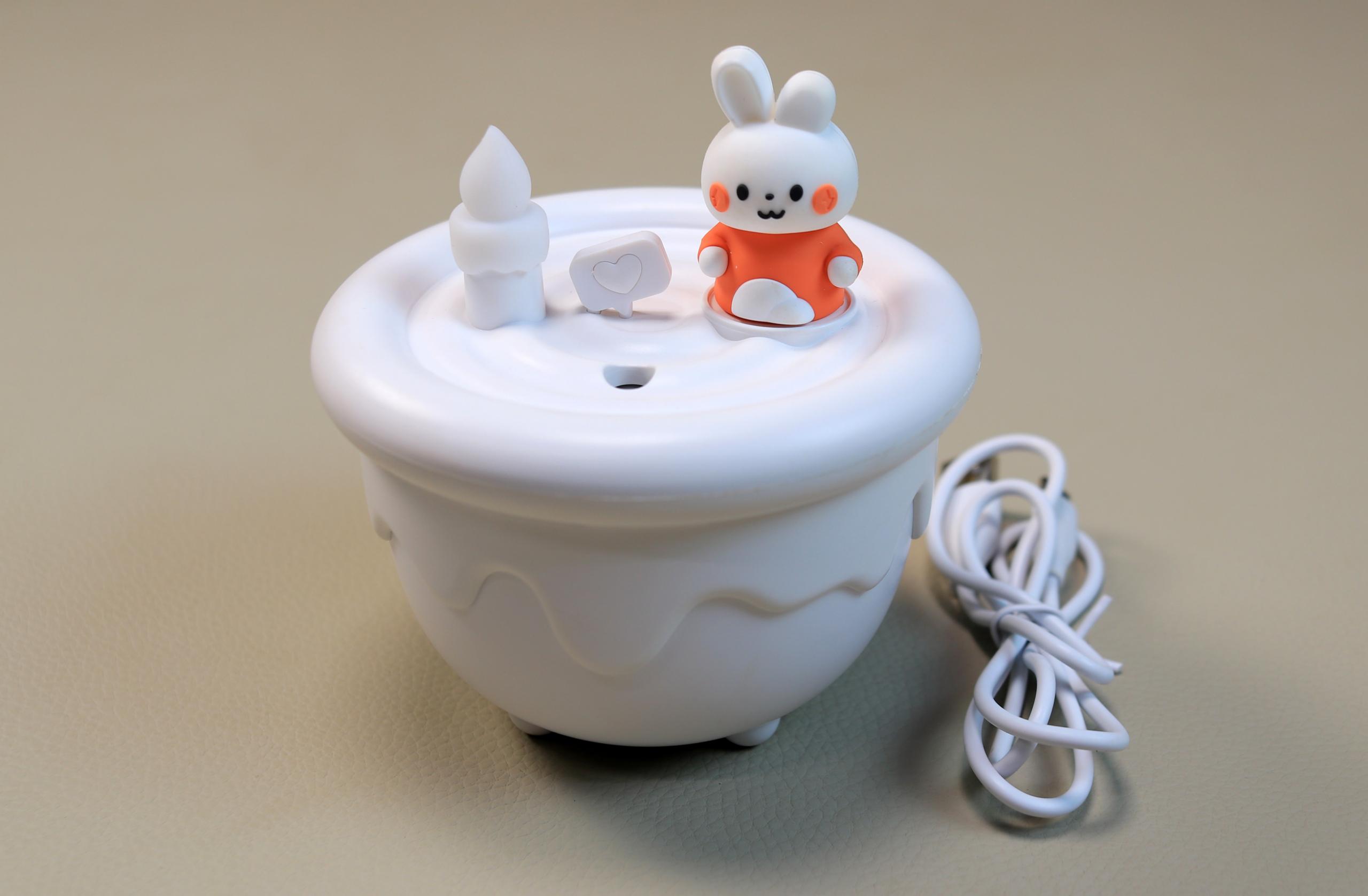 Cute Bunny Mini Desktop Humidifier – Portable USB Cool Mist Humidifier with Night Light for Office Desk, Bedroom & Kids Room