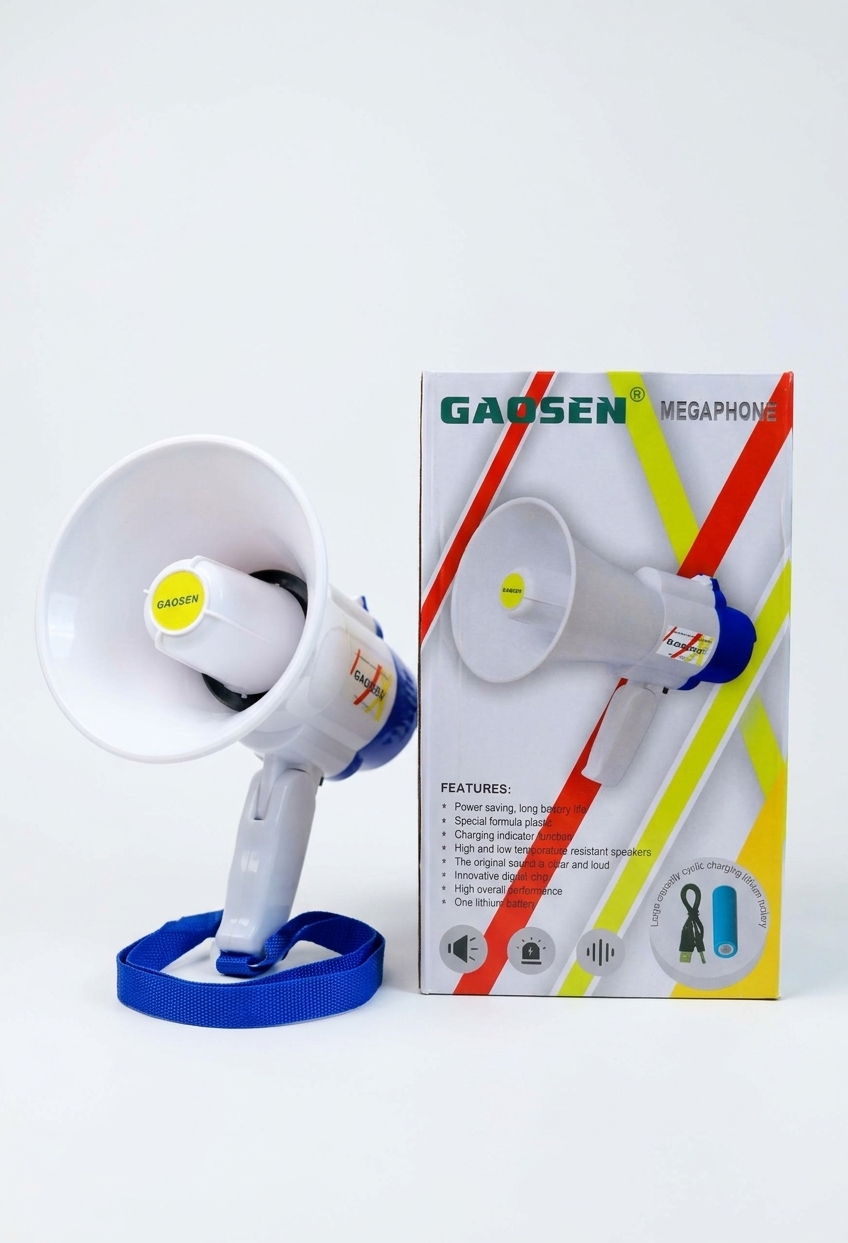 GAOSEN Rechargeable Megaphone Speaker – Portable Handheld Loudspeaker with Digital Sound Amplification, Charging Indicator and Lithium Battery