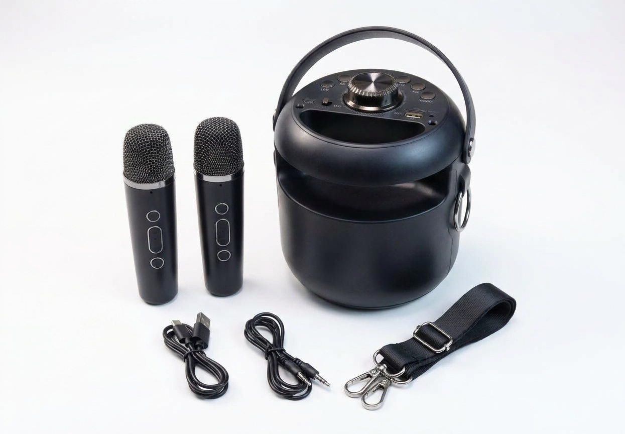 WSTER WS-930 Portable Wireless Karaoke Speaker with 2 Microphones & RGB Party Lights