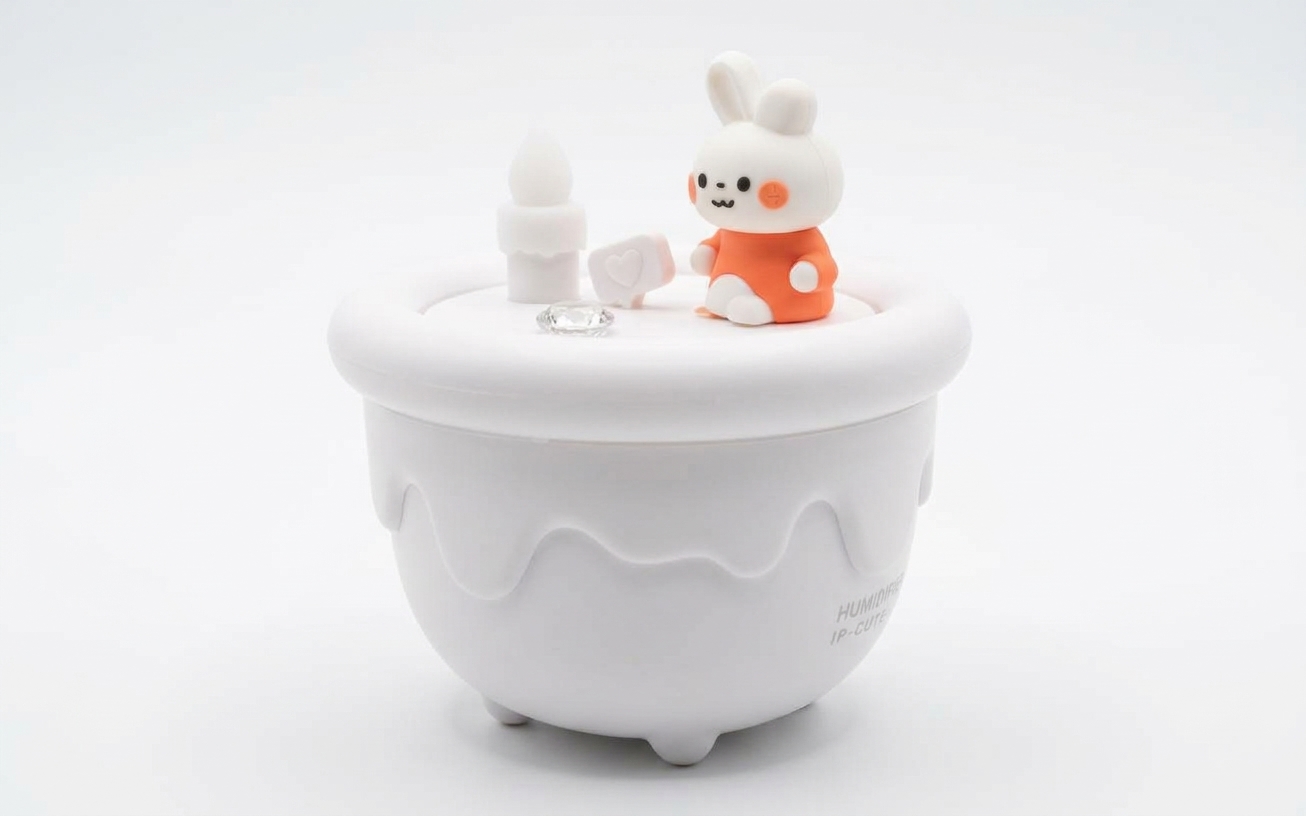 Cute Bunny Mini Desktop Humidifier – Portable USB Cool Mist Humidifier with Night Light for Office Desk, Bedroom & Kids Room