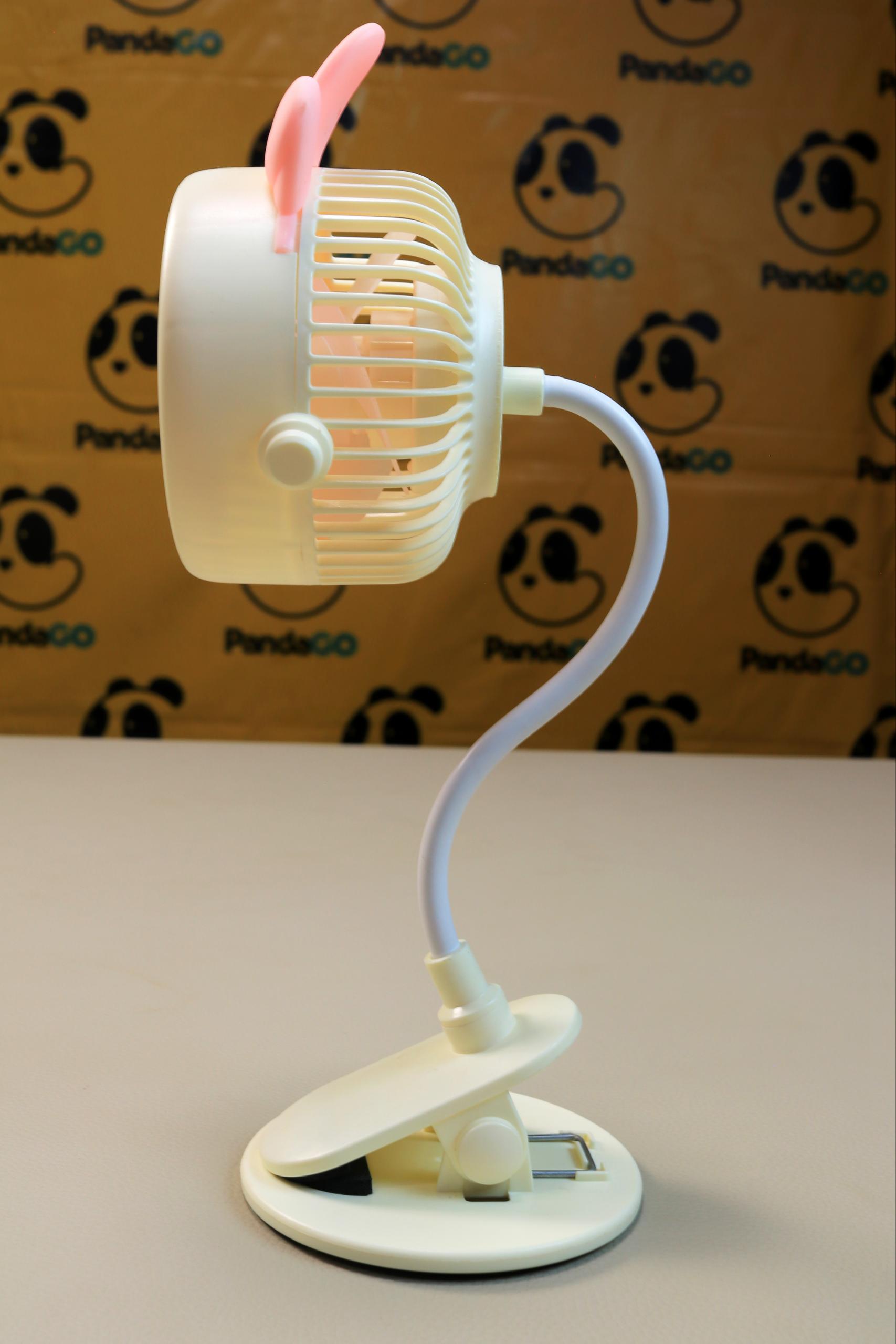 Portable Mini Clip Fan with Flexible Hose & Soft Light – USB Rechargeable Desktop & Bedside Cooling Fan (Model NO.563B)