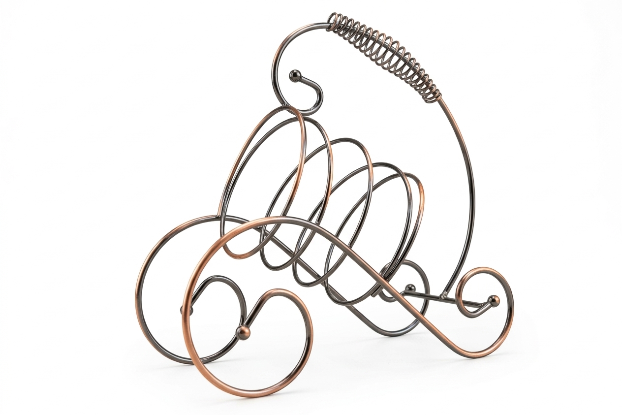 Vintage Spiral Metal Wine Bottle Holder – Decorative Tricycle Tabletop Wine Rack (Rose Gold & Dark Chrome)