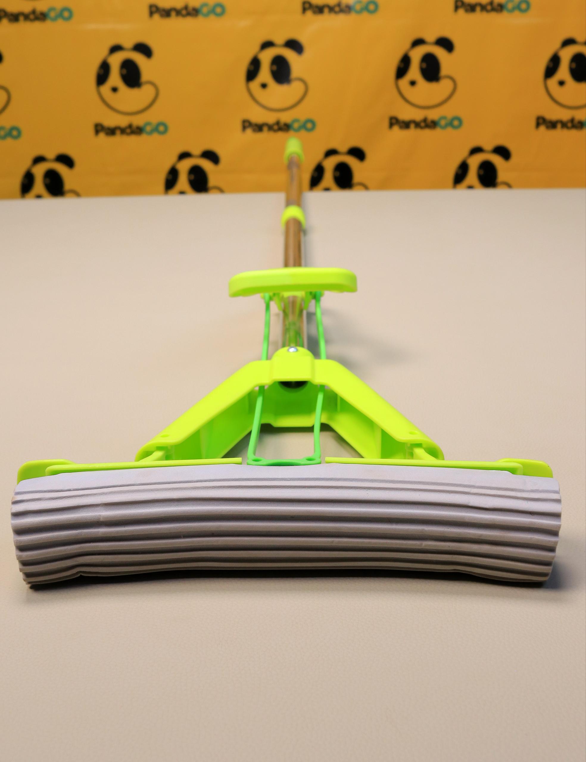 Heavy-Duty Sponge Mop with Self-Wringing Squeegee Handle | Super Absorbent PVA Roller Floor Mop for Hardwood, Tile, & Laminate Cleaning