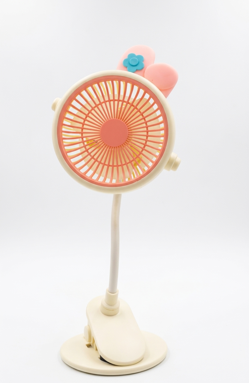 Portable Mini Clip Fan with Flexible Hose & Soft Light – USB Rechargeable Desktop & Bedside Cooling Fan (Model NO.563B)