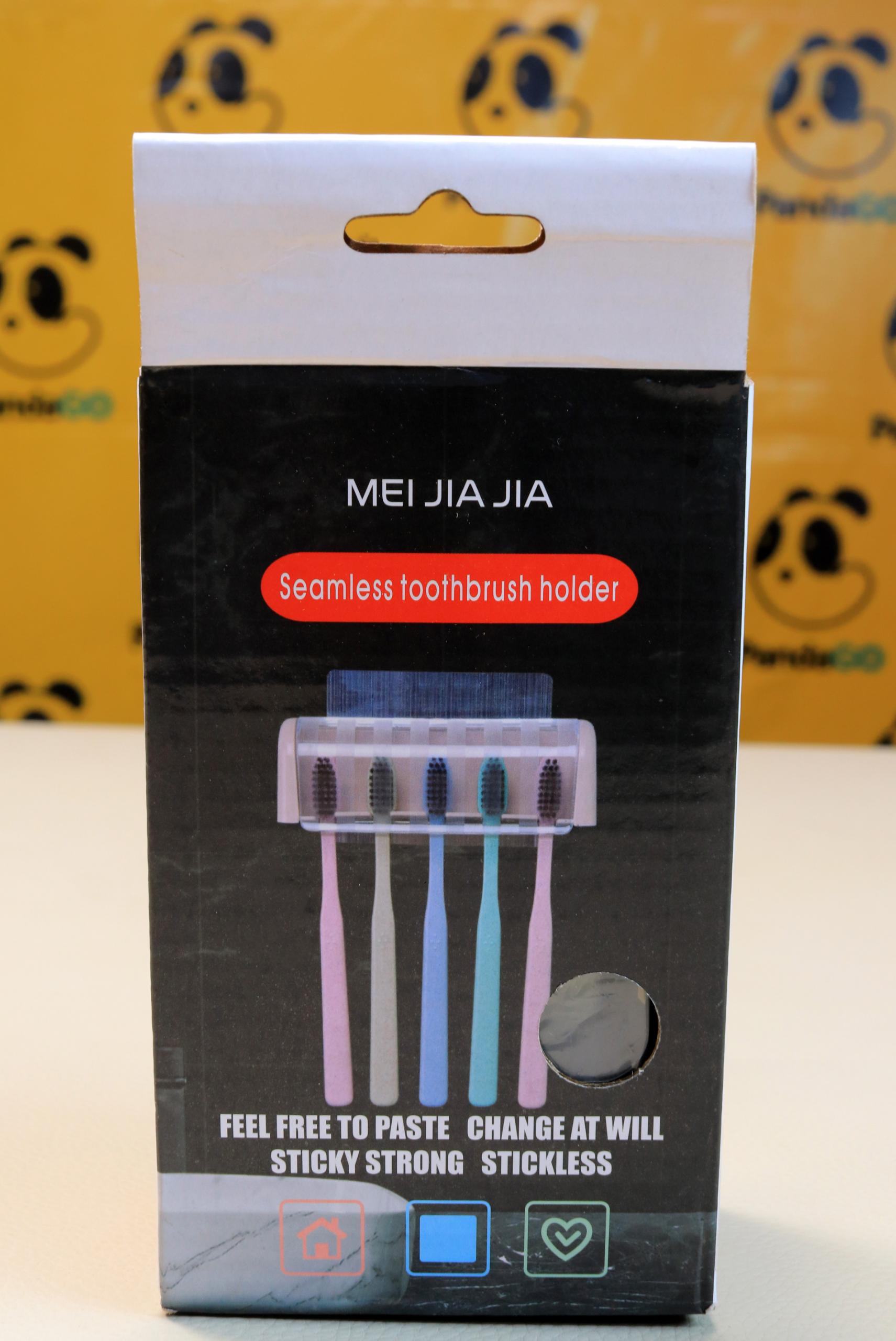 MEI JIA JIA Seamless Toothbrush Holder – Self-Adhesive Wall-Mounted Toothbrush Organiser, Space-Saving Bathroom Storage Rack