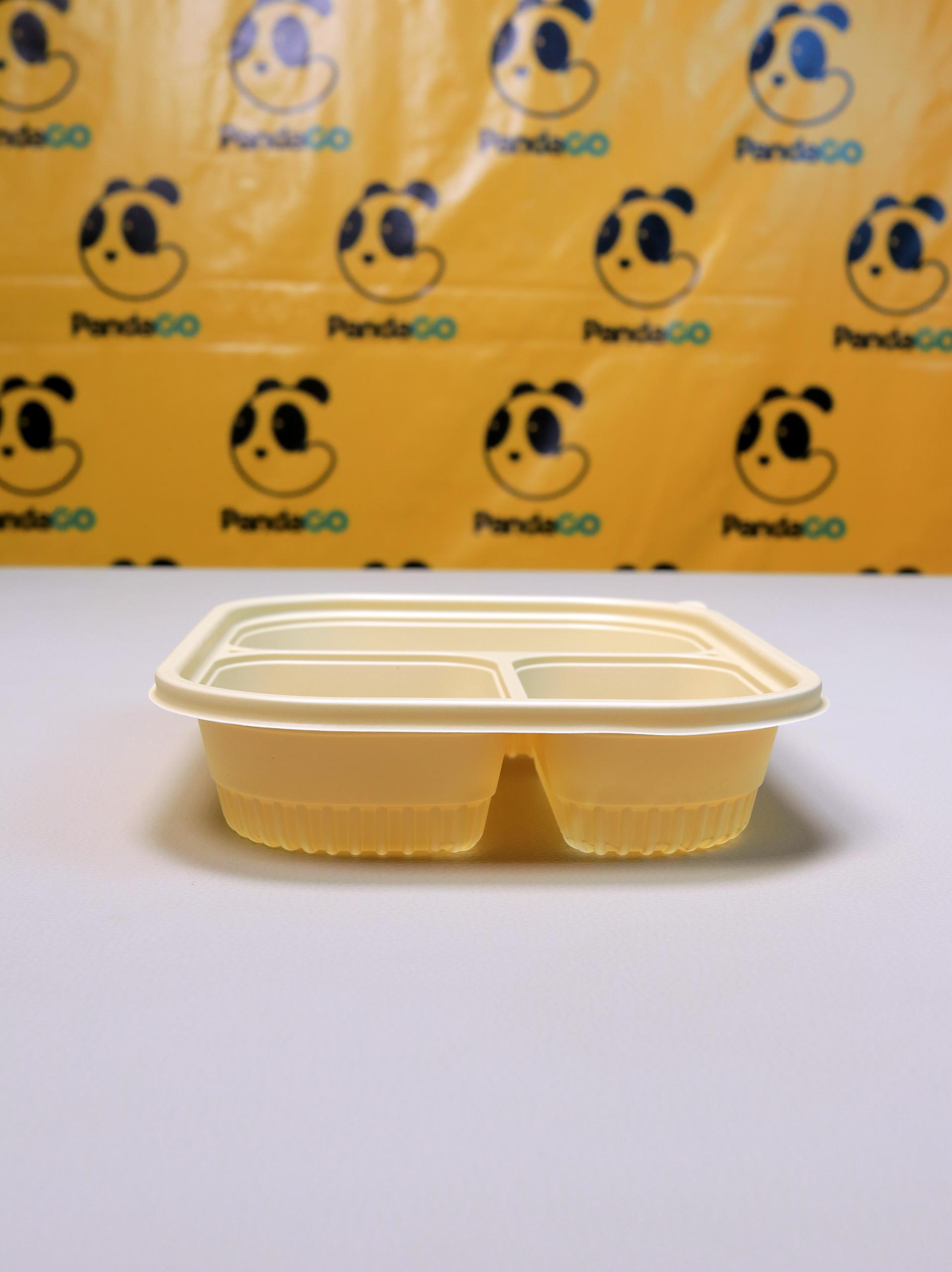 3-Compartment Food Plate with Matching Lid – Divided Meal Serving Plate for Lunch, Food Packing, Takeaway and Everyday Use