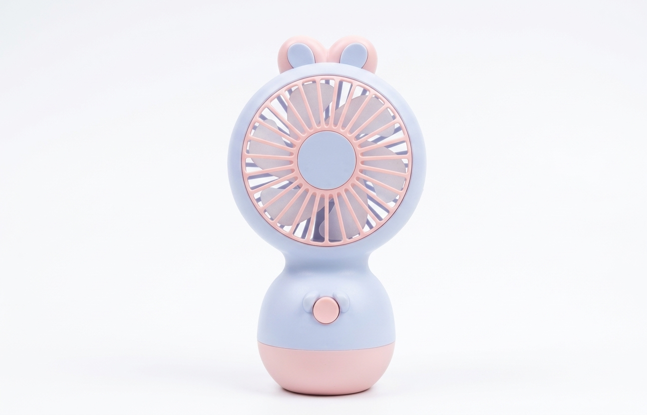 Portable Mini Handheld USB Fan with Cute Bunny Ears – Rechargeable 3-Speed Personal Desktop Fan for Travel, Office, and Home
