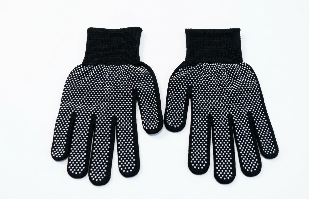 Black PVC Dotted Work Gloves Non-Slip Cotton Knit Safety Protection Gloves for Gardening, Warehousing, Construction & General Utility