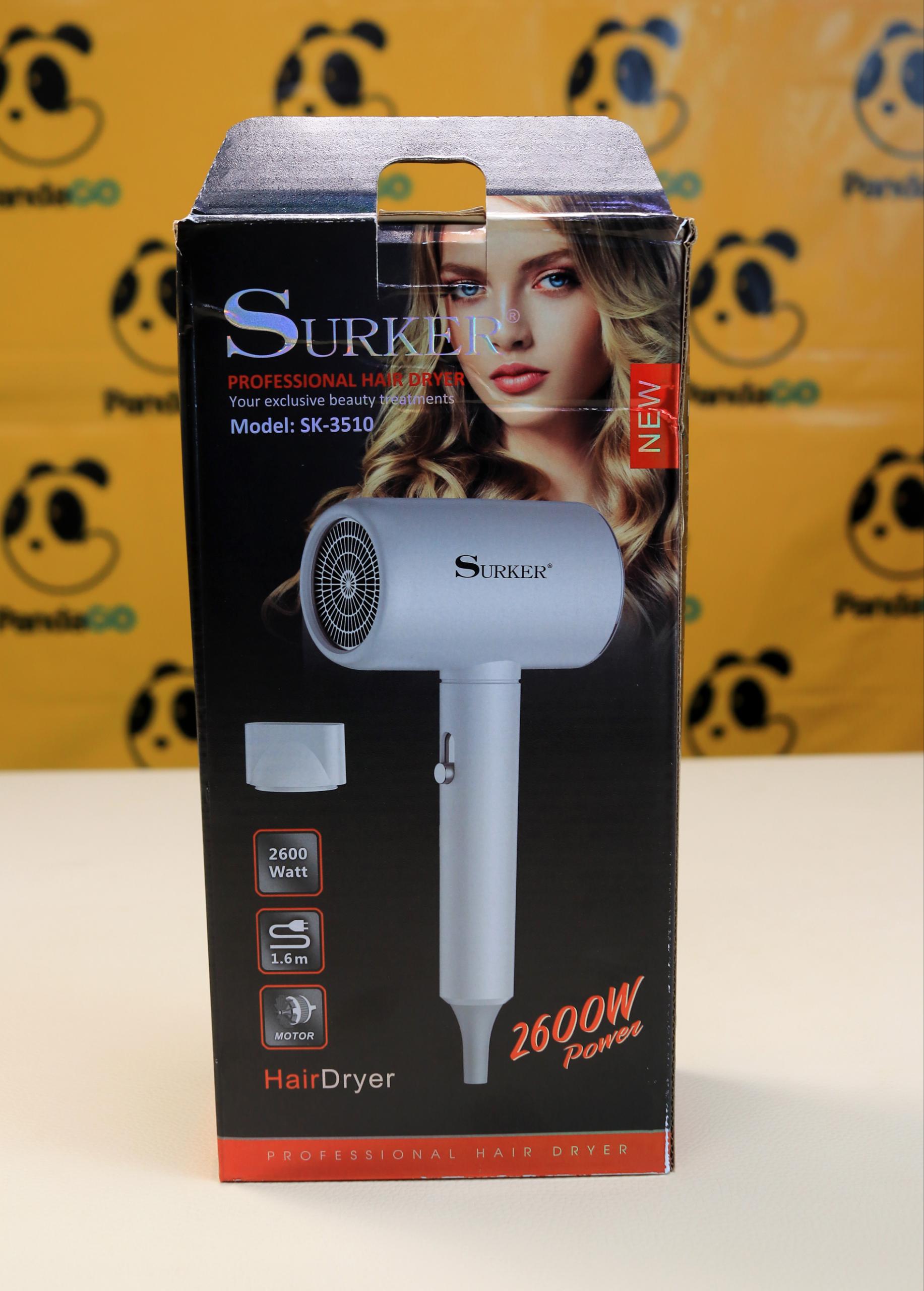 SURKER 2600W Professional Hair Dryer SK-3510 – High Power Fast Drying Blow Dryer with Concentrator Nozzle & 1.6m Cord