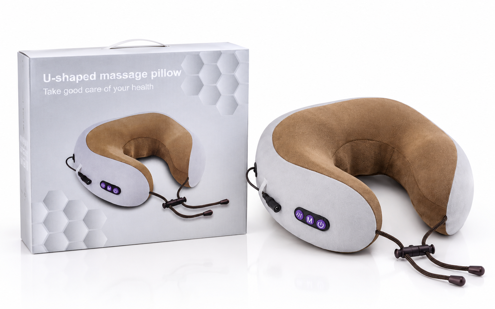Ergonomic U-Shaped Massage Pillow with Heat and Multi-Mode Settings for Neck Pain Relief and Travel