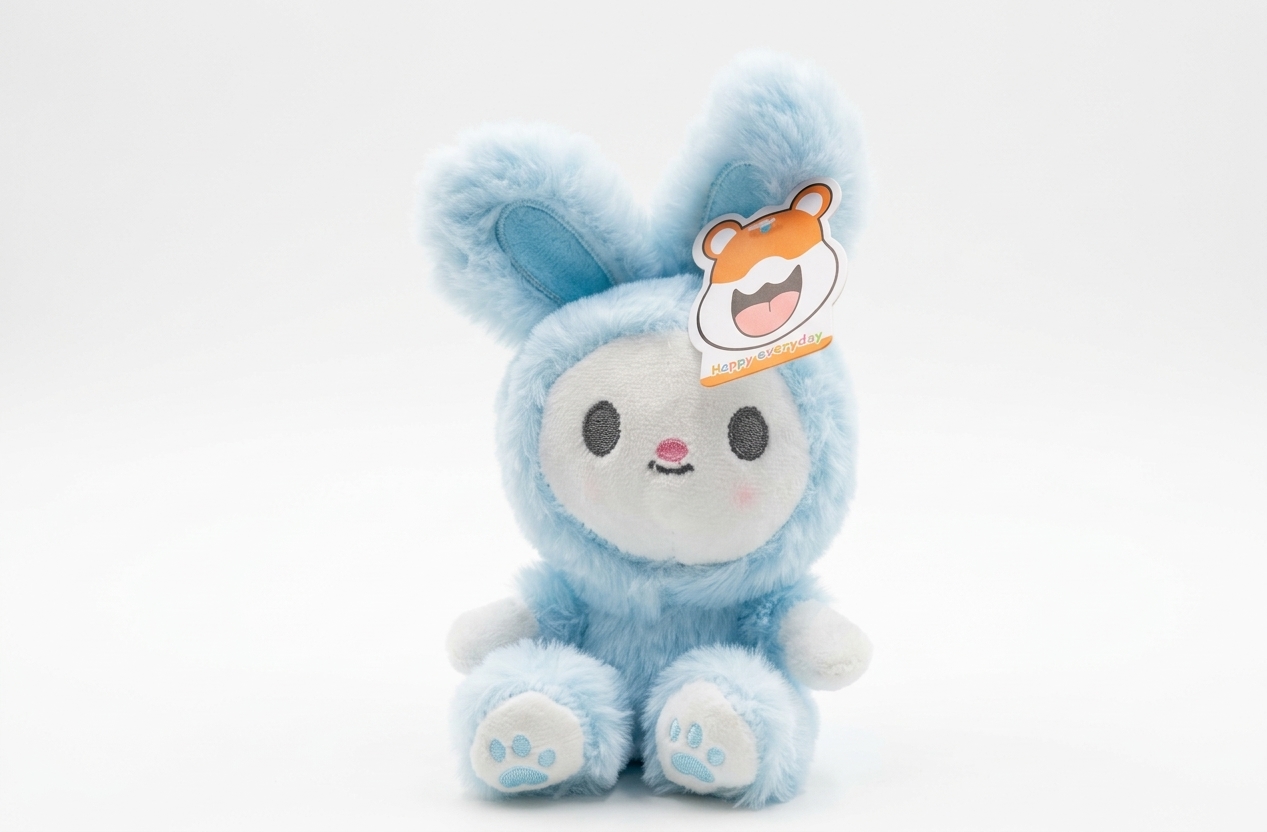 Cute Light Blue Bunny Plush Keychain Pendant – Soft Fluffy Rabbit Doll Bag Charm, Backpack Accessory & Car Key Ring Gift for Girls & Kids