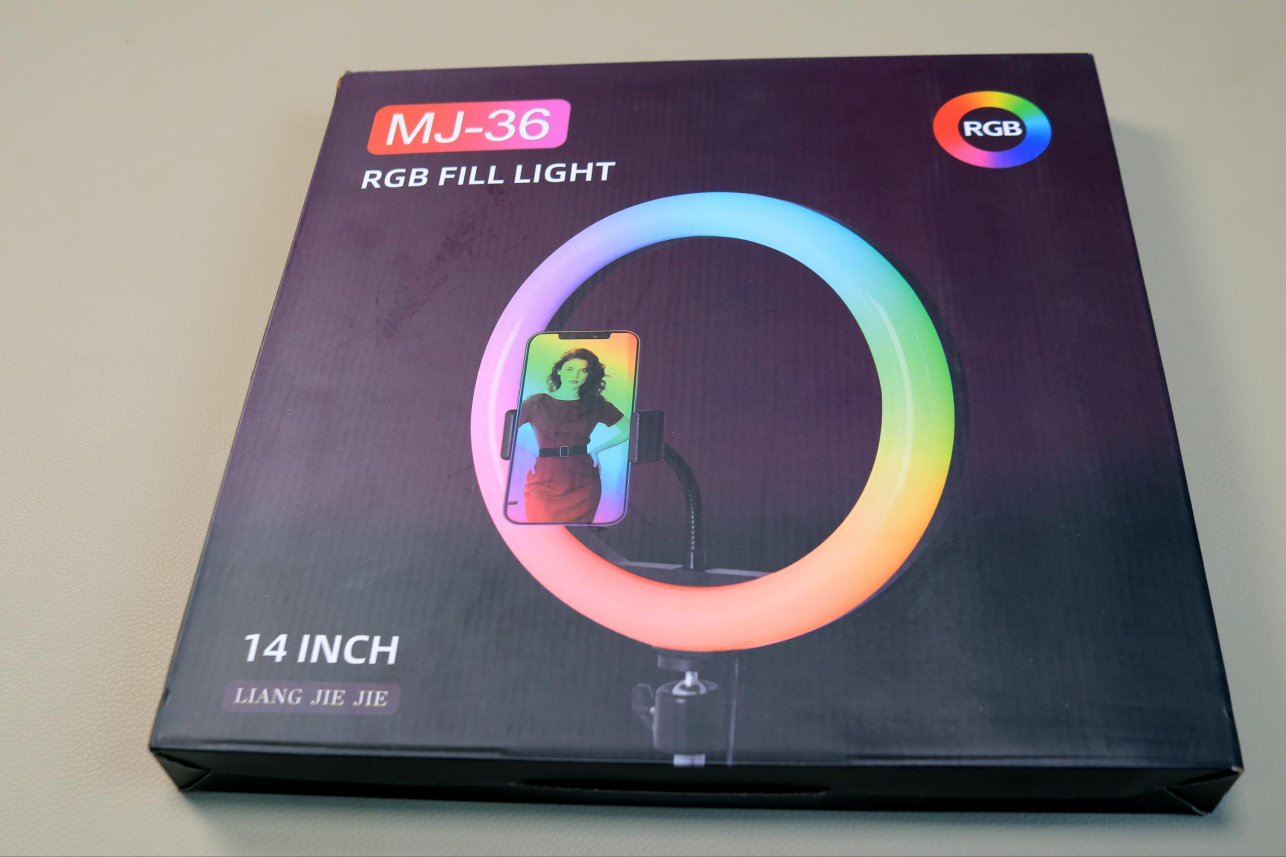 MJ-36 14-Inch RGB LED Ring Light with Smartphone Holder for TikTok, Vlogging & Studio Photography