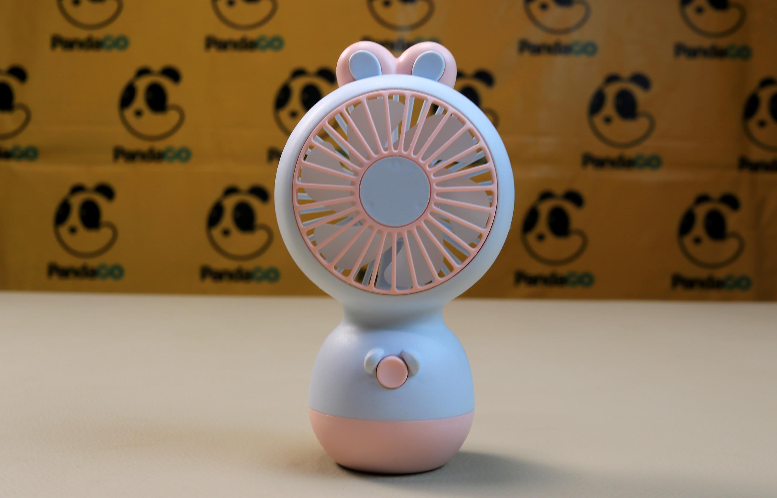 Portable Mini Handheld USB Fan with Cute Bunny Ears – Rechargeable 3-Speed Personal Desktop Fan for Travel, Office, and Home