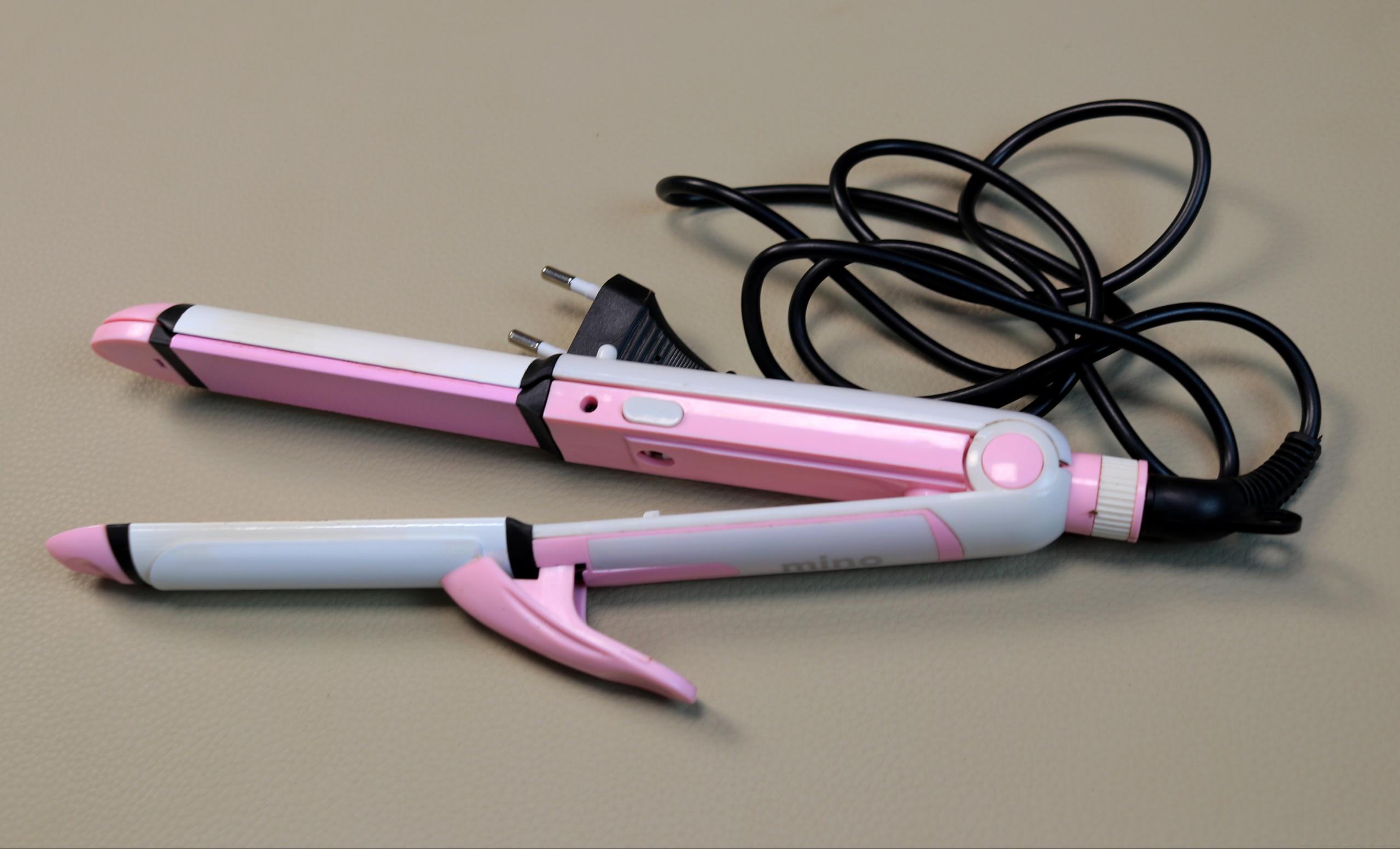 Mino 3-in-1 Professional Hair Curler, Straightener & Crimper Styler (Model MN-8835) – Ceramic Heating Flat Iron & Curling Wand