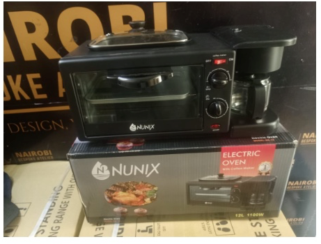 Nunix 3 In 1 Kitchen MultiFunction Breakfast Maker Machine with Grill, Tea-Coffee Maker/ Expresso and 12 Litres Oven