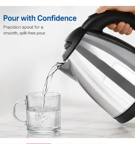 AILYONS1.8L Electric Kettle Water Heater & Boiler Jug Rapid Heating Stainless Steel Kettle 2 litres stainless steel ailyons kettle Durable stainless steel body.