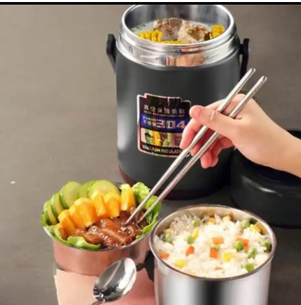 304 Stainless Steel Vacuum Thermal Lunch Box Food Jar Food flask, food Warmer Container With the Handle 1.7L, keeps hot for 8-12 hours