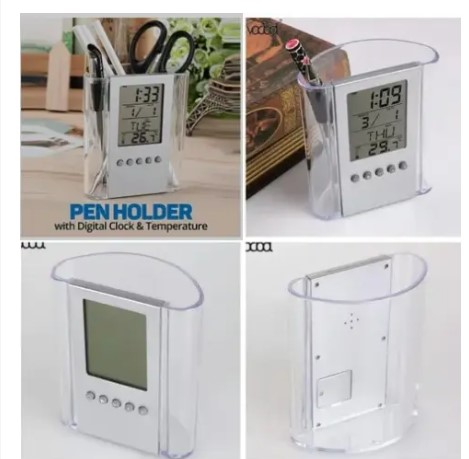Pen Pencil Holder/organizer, Digital LCD Desk Pen Holder, Calendar, Timer, clock, thermometer Desktop Electronic Office stationary organizer, office giftset, bedroom table organizer